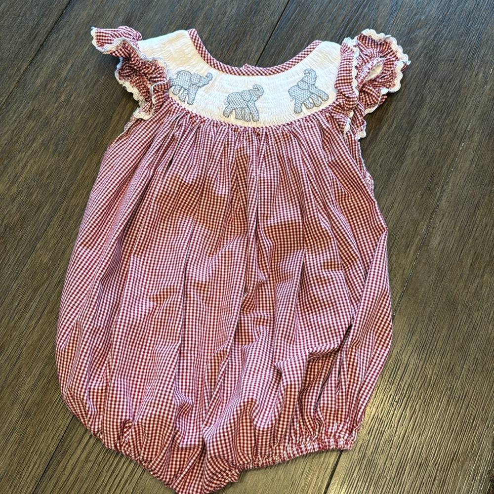 009 The Smocking Place 18m smocked elephant onesie